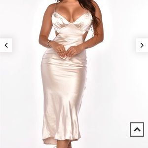 Champagne cross-back midi dress